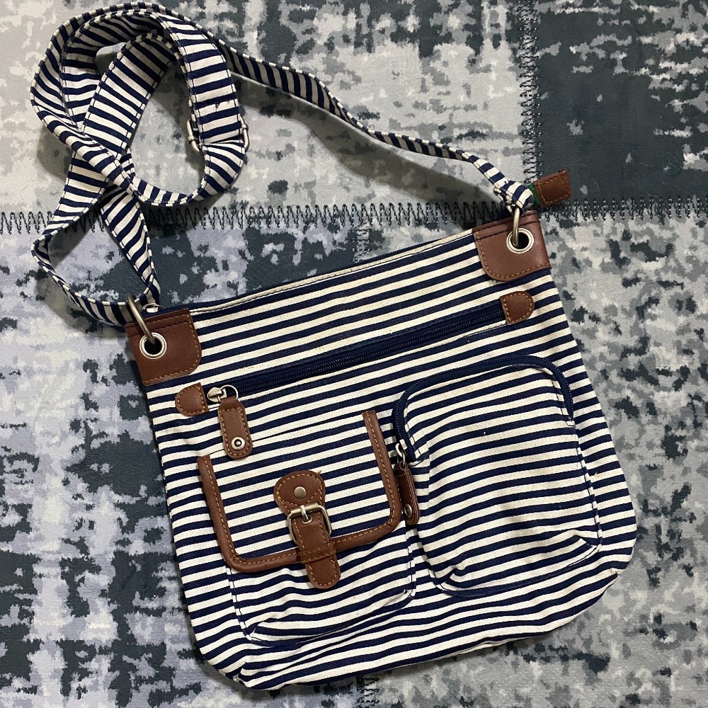 Adjustable Medium Size Striped Crossbody Bag